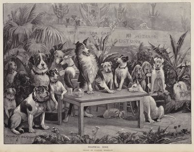 Politiska hundar (litho) av Stanley (after) Berkeley