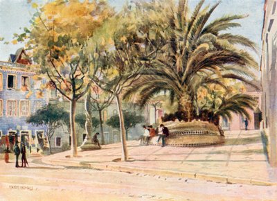 Largo da Rainha d Amelia, Cintra (färglitografi) av Stanley Inchbold