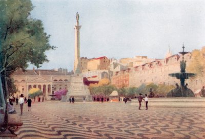 Praca de Dom Pedro. (Rolling-Motion Square) (färglitografi) av Stanley Inchbold