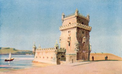 Tornet i Belem, Lissabon (färglitografi) av Stanley Inchbold