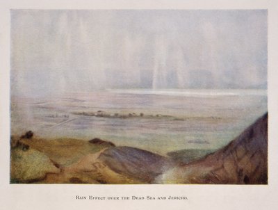 regn faller över Jeriko och Döda havet, i Palestina 1906 av Stanley Inchbold