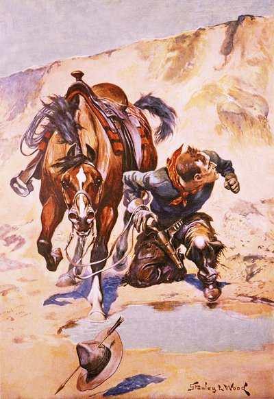Cowboy förföljd av indianer. av Stanley L. Wood