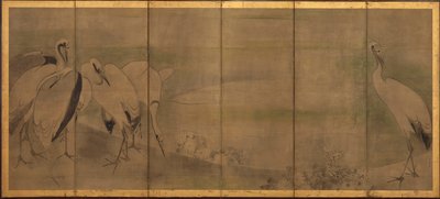 Tranor och krysantemum, Momoyama- eller Edo-perioden, 1568-1868. av Sôtatsu