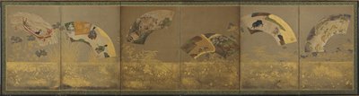 Sex fanpapper: diverse ämnen, Momoyama- eller Edo-perioden, 1590-1640. av Sôtatsu