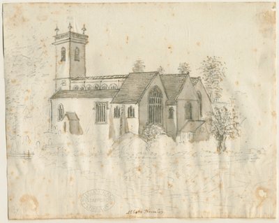 Abbots Bromley Church: blyertsskiss med lätt tvätt, nd [1762-1802] av Stebbing Shaw