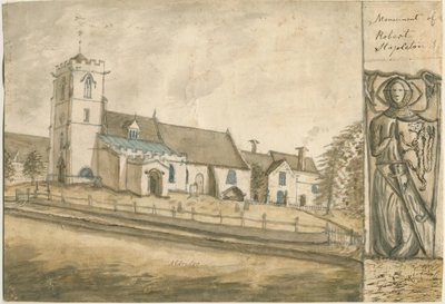 Aldridge Church: akvarellmålning, nd [1762-1802] (målning) av Stebbing Shaw
