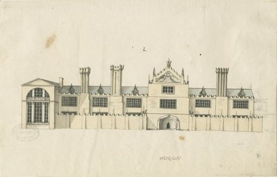 Blithfield Hall: tonad pennteckning och [1700-talet] (teckning) av Stebbing Shaw