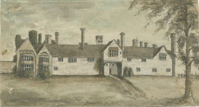 Drayton Bassett - "Drayton Manor": akvarellmålning, nd [1789] av Stebbing Shaw