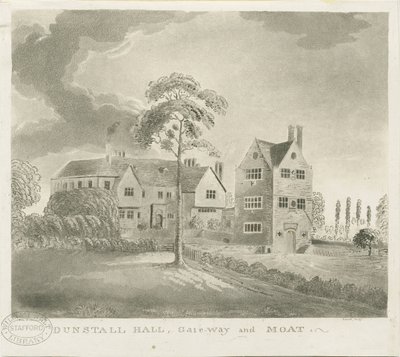 Dunstall Hall: akvatintgravyr, nd [1762-1802] (tryck) av Stebbing Shaw