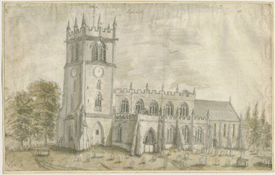 Eccleshall Church: akvarellmålning, nd [1762-1802] av Stebbing Shaw