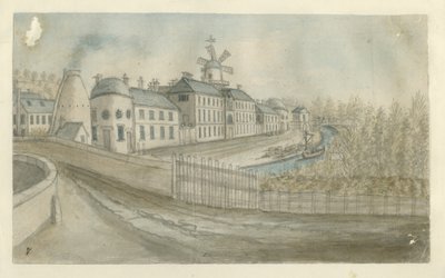 Etruria - Fabrik: akvarellmålning, nd [1762-1802] av Stebbing Shaw