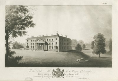 Fisherwick Hall: akvatintgravyr, nd [c 1797] (tryck) av Stebbing Shaw