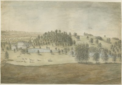 Himley Hall: akvarellmålning, nd [1762-1798] av Stebbing Shaw