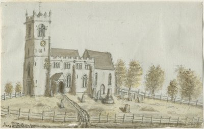 Kings Bromley Church: akvarellmålning och [c 1796] av Stebbing Shaw