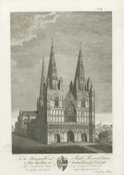 Lichfield Cathedral - West Front: gravyr, nd [1762-1802] (tryck) av Stebbing Shaw