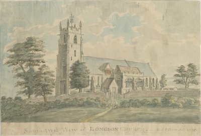 Longdon Church: akvarellmålning, 1795/6 av Stebbing Shaw