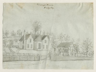 Rugeley Town - Vicarage: sepiatvättteckning, nd [1762-1802] (ritning) av Stebbing Shaw