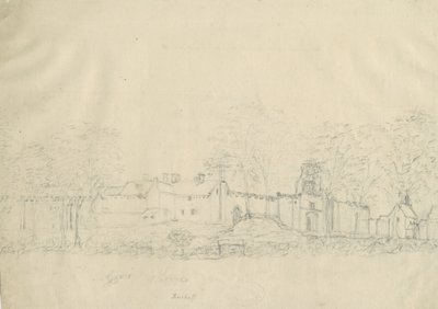 Rushall Castle/Hall: blyertsritning, nd [1762-1802] (ritning) av Stebbing Shaw