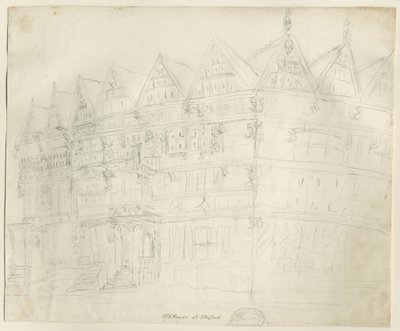 Stafford - Ancient "High House": blyertsteckning, nd [1794] av Stebbing Shaw