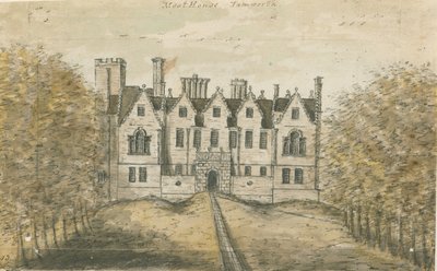 Tamworth - The Moat House: akvarellmålning, nd [1762-1802] av Stebbing Shaw