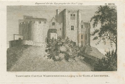 Tamworth Castle: gravyr, nd [c 1799] (tryck) av Stebbing Shaw