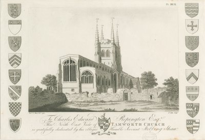 Tamworth Church: akvatintgravyr, 1792 av Stebbing Shaw