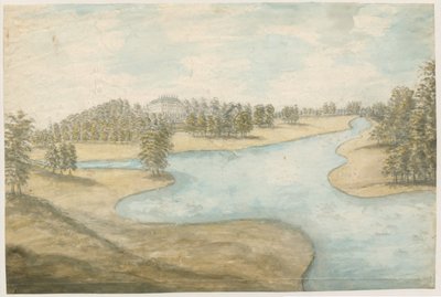 Teddesley Hall: akvarellmålning, nd [1762-1802] av Stebbing Shaw