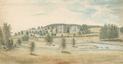 Tixall Hall and Gatehouse: akvarellmålning, nd [1762-1802] av Stebbing Shaw