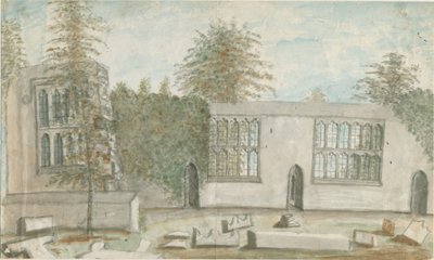Tixall Hall: akvarellmålning, nd [1762-1802] av Stebbing Shaw