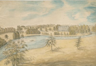 Trentham Hall: akvarellmålning, nd [c 1794] (målning) av Stebbing Shaw