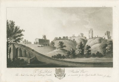 Tutbury Castle - North East View: akvatintgravyr, nd [c 1798] (tryck) av Stebbing Shaw