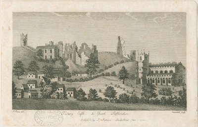 Tutbury Castle and Church - South East View: gravyr, nd [1762-1792] (tryck) av Stebbing Shaw