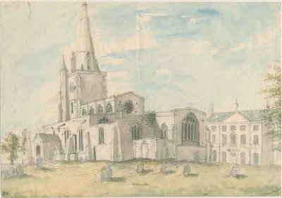 Uttoxeter Church [Gammal]: akvarellmålning, nd [1794] av Stebbing Shaw