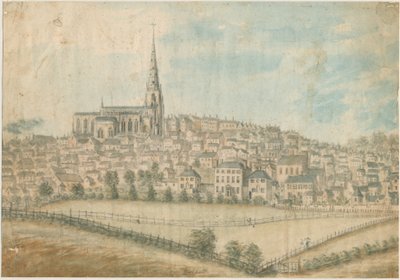Walsall Town - North West View: akvarellmålning, och [c 1798] av Stebbing Shaw