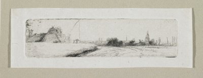 Litet landskap med avlägsen by av Stefan Juliusz Norblin de la Gourdaine