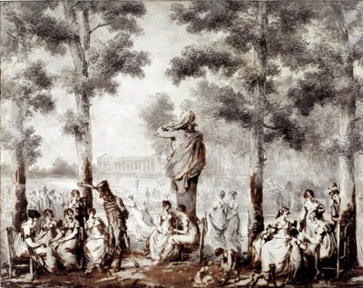 Utsikt över Tuileries terrass i 1807 World utgång till parken. Teckning av Jean Pierre Norblin De La Gourdaine (1745-1830) 1807 Paris, Musee Carnavalet av Stefan Juliusz Norblin de la Gourdaine