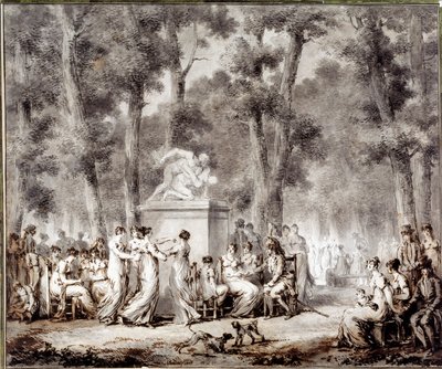 Utsikt över Tuileries terrass i 1807 World utgång till parken. Teckning av Jean Pierre Norblin De La Gourdaine (1745-1830) av Stefan Juliusz Norblin de la Gourdaine