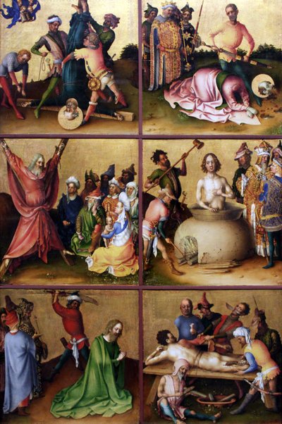 Apostlarnas martyrskap
 detalj:
vänster panel av Stefan Lochner
