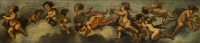 Putti disporting, c.1655-72 (papper nedlagt på duk med glasskydd) av Stefano (after) Magnasco