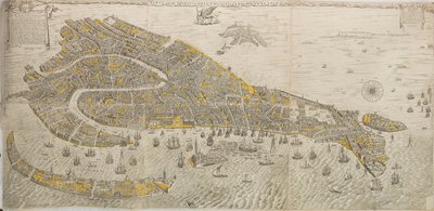 Sann och verklig teckning av staden Venetia. Panorama över Venedig, 1676. av Stefano Scolari
