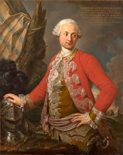 Porträtt av Joseph de Saint Étienne Borne, Comte de Saint Sernin, kunglig polsk och kursaksisk kammarherre, kapten för gardet och generaladjutant för infanteriet, 1755 av Stefano Torelli