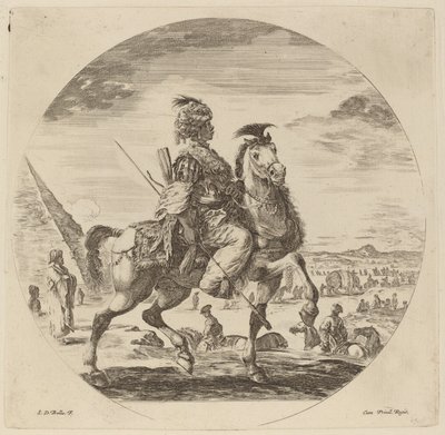 En svart ryttare. av Stefano della Bella