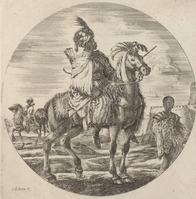 En svart ryttare. av Stefano della Bella
