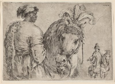 En svart man som matar en häst, troligen 1662. av Stefano della Bella