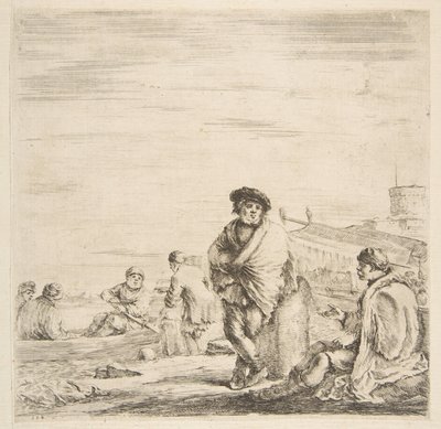 En stående sjöman pratar med en sittande Levantine, ca. 1660. av Stefano della Bella