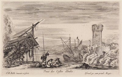 Vyerna över havshamnar (Vues de ports de mer): Utsikt över den italienska kusten av Stefano della Bella