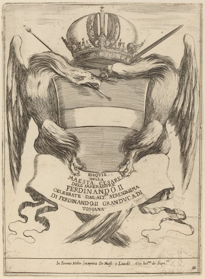 Vapen med en dedikation till storhertig Ferdinand II av Stefano della Bella