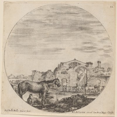 Diocletianus och Herdens sovande bad, 1646. av Stefano della Bella