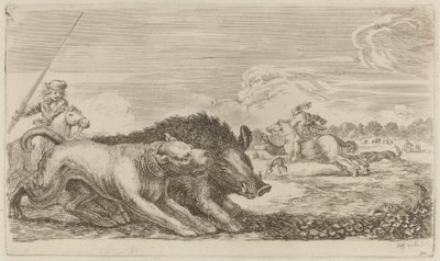 Galt jagad av en hund. av Stefano della Bella