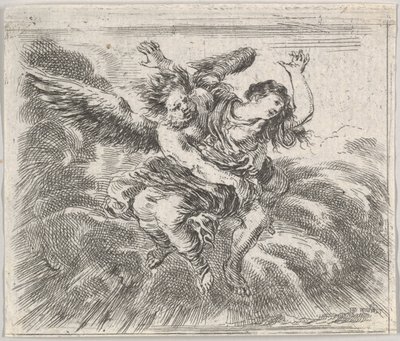 Boreas och Orithyia, från Game of Mythology Jeu de la Mythologie, 1644. av Stefano della Bella
